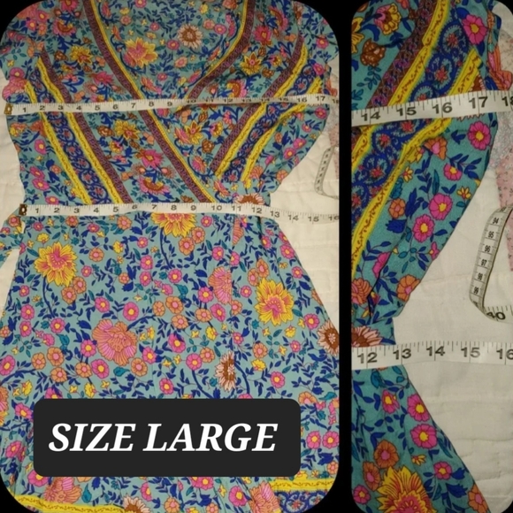 LAST 1🌈 Free Spirit Boho Gypsy People folk insp wrap dress cottagecore trendy - Picture 9 of 10
